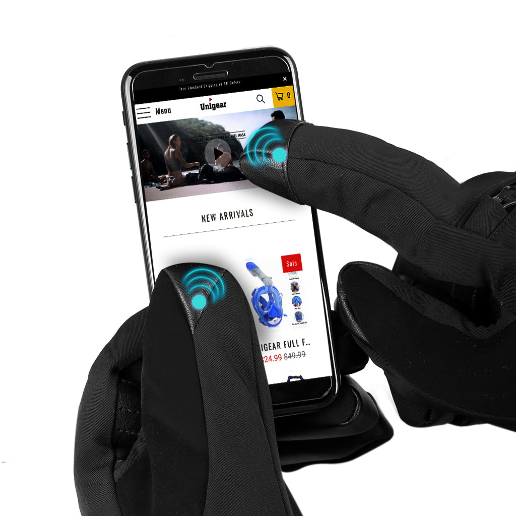 Unigear Ski Gloves Waterproof Touchscreen Snowboard Gloves, Warm Winter Snow Gloves for Cold Weather, Fits Both Men & Women 7 / Black/White