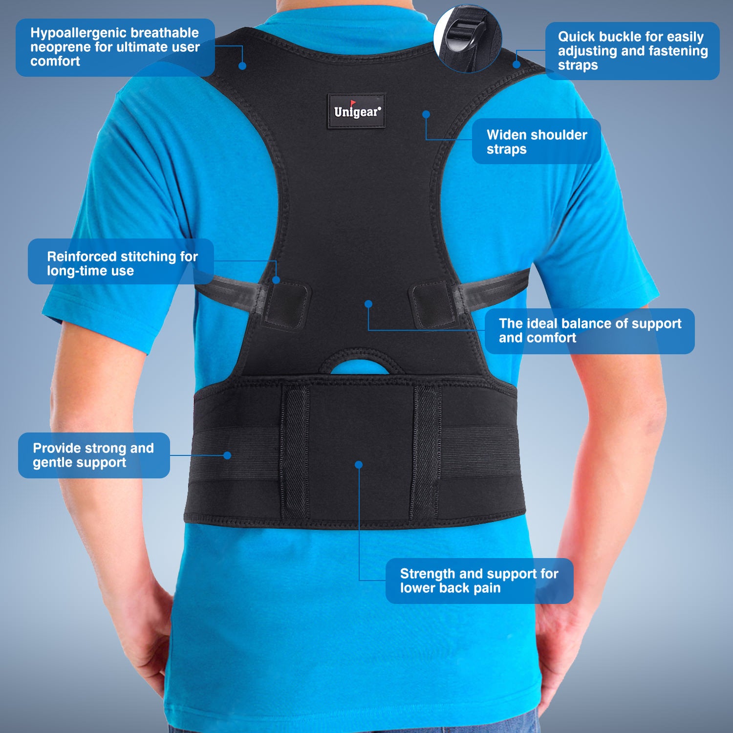 Denovo Factory Adjustable Posture Corrector Women Men Shoulder